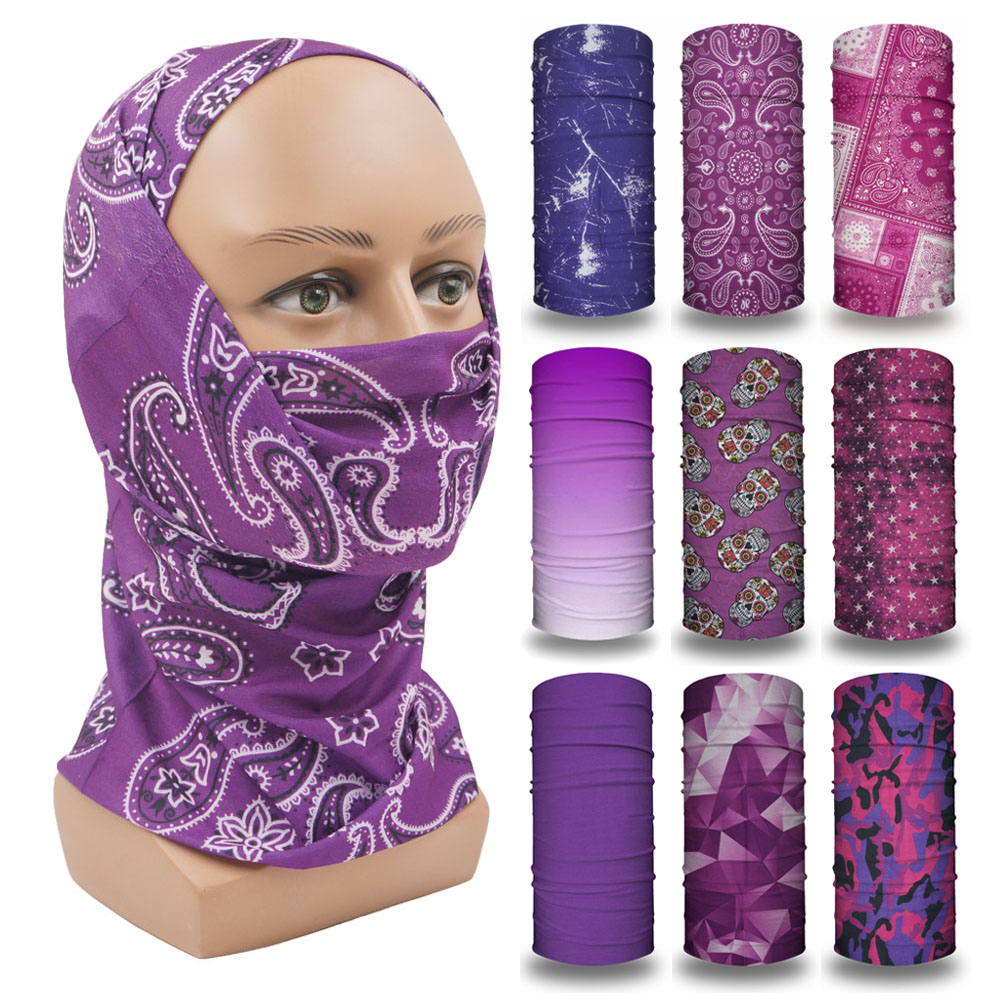 Running Gear Quick Dry - Balaclava ungu untuk wanita, ikat kepala