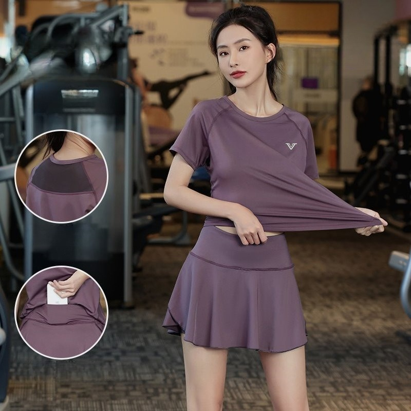 Running Gear Quick Dry - Setelan Lari Wanita Lengan Pendek dengan
