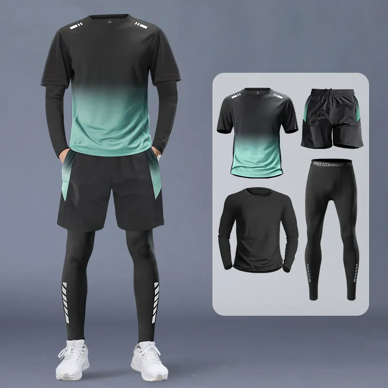 Setelan Atletik Pria 4 Potong  - Running Gear Quick Dry ulasan dan harga